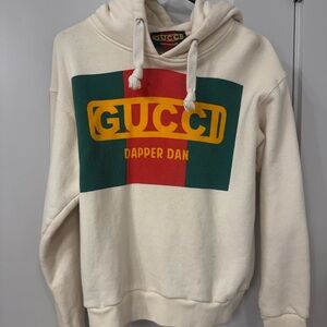 Gucci Dapper Dan Cream Hoodie with Red and Green Accents
